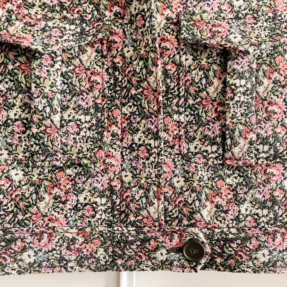 Aritzia Sunday Best Pink Green Floral Tweed Jacket - Picture 8 of 15